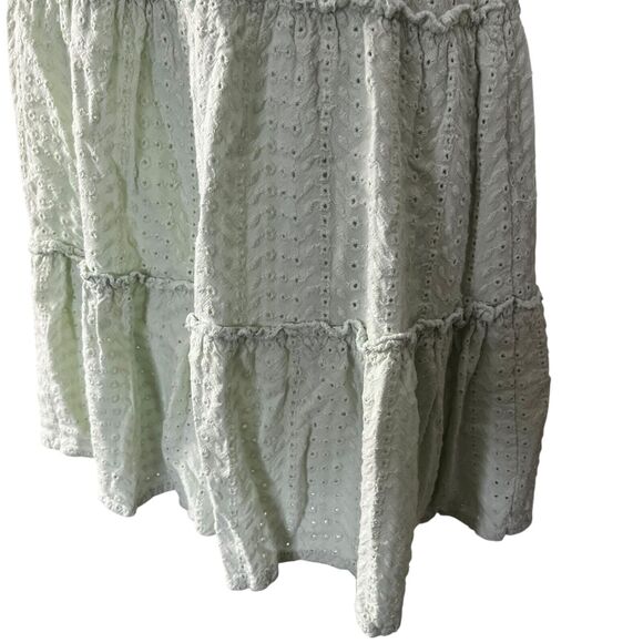 Sim & Sam Babydoll Pastel Green Eyelet Y2K Embroidered Cotton Dress Womens L - Picture 8 of 16